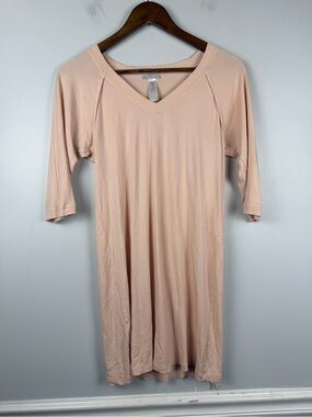 HANRO pink tan Pure Essence V-Neck Cotton Nightgown size XS
